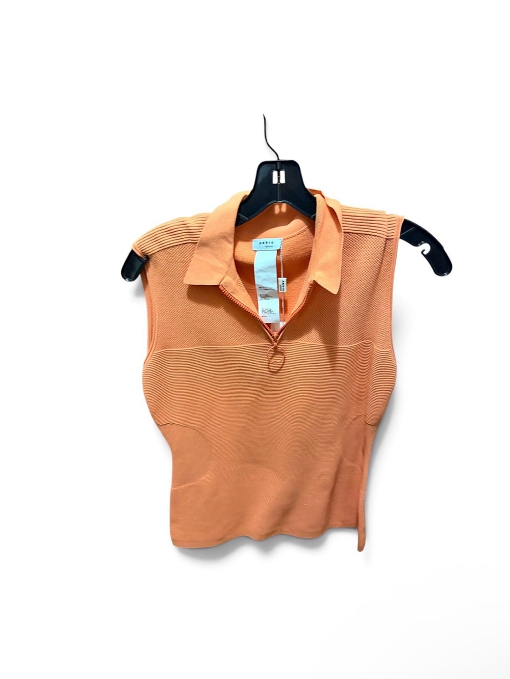 Akris Punto Peach-Orange Zip Polo Tank